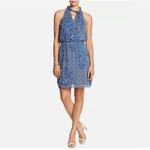 Banana Republic Tie Neck Dress Blue Medallion Print, Size 2P